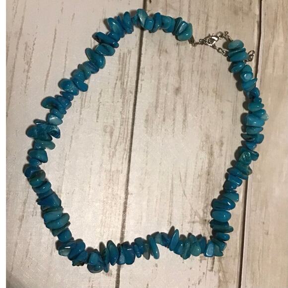 Howlite Turquoise 18” Necklace Genuine Stone - Picture 1 of 5